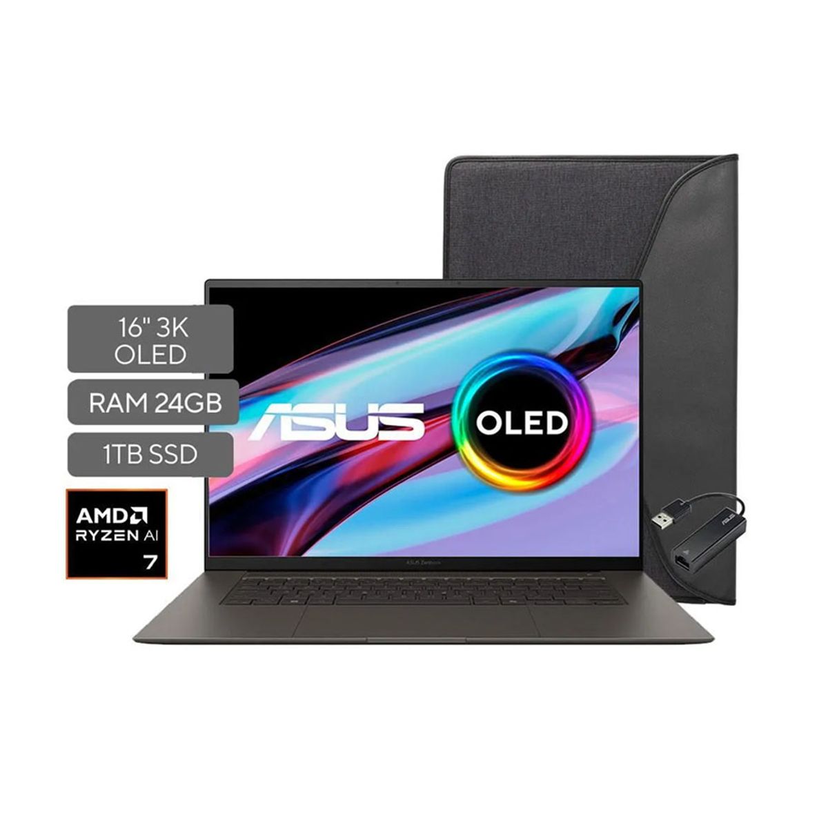 ASUS - Portátil Asus Zenbook 16-UM5606KA AMD Ryzen AI 7 350 Ram 24GB Ssd 1TB