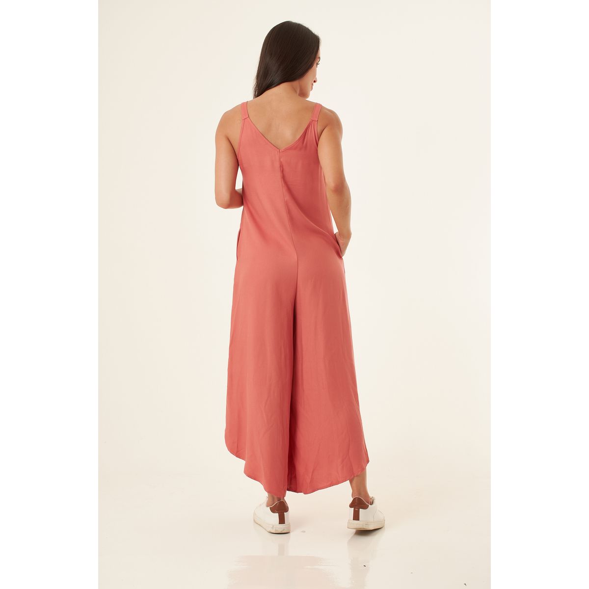 BELIFE - Enterizo largo rojo con silueta amplia para mujer