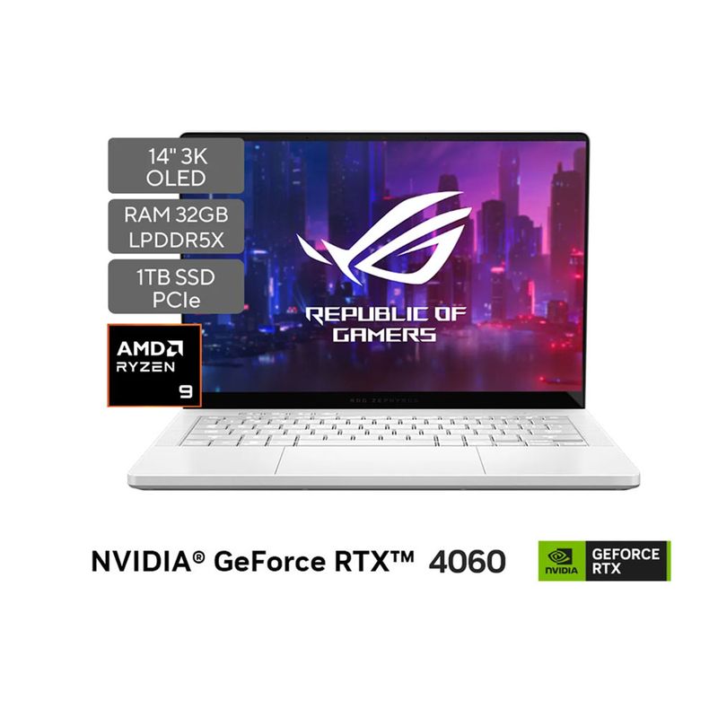 ASUS - Portátil Asus ROG Zephyrus G14 AMD Ryzen 9-8945HS Ram 32GB Ssd 1TB  Windows 11 RTX 4060