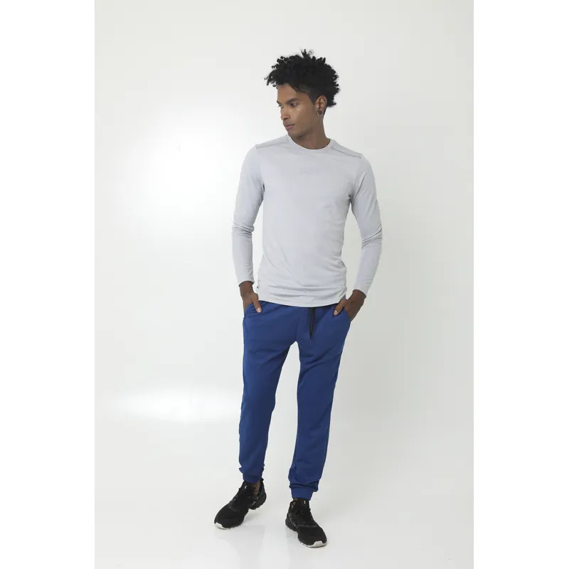 BELIFE - Camiseta deportiva manga larga gris para hombre
