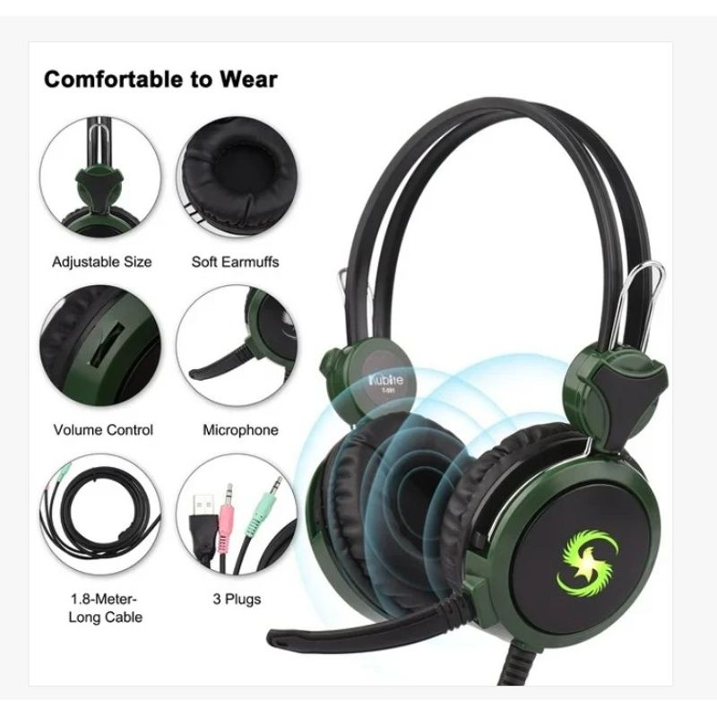 GENERICO - Diademas Gamer T-591 con Luces RGB y Micrófono Omnidireccional