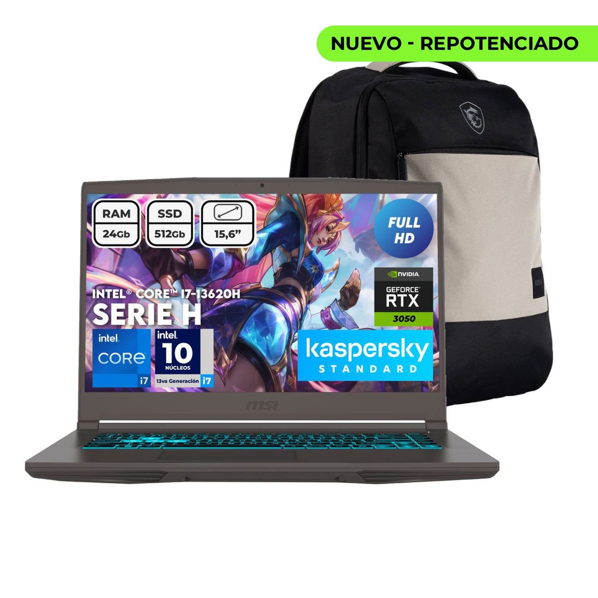 MSI - Portátil Thin 15 Gamer Msi Intel Core I7 13620h Ram 24gb Ssd 512gb Rtx 3050