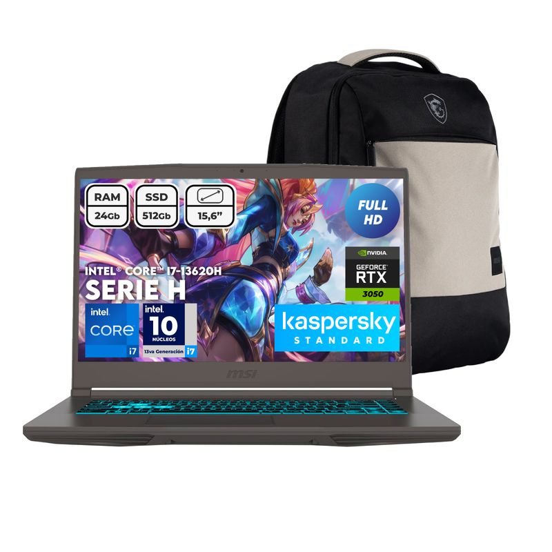 MSI - Portátil Thin 15 Gamer Msi Intel Core I7 13620h Ram 24gb Ssd 512gb Rtx 3050