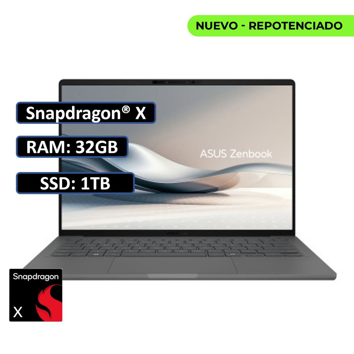 ASUS - PORTATIL ASUS ZENBOOK Snapdragon X X1 26 100 / RAM 32GB LPDDR5X / SSD M.2 1TB/ WIN11 HOME/ 14"