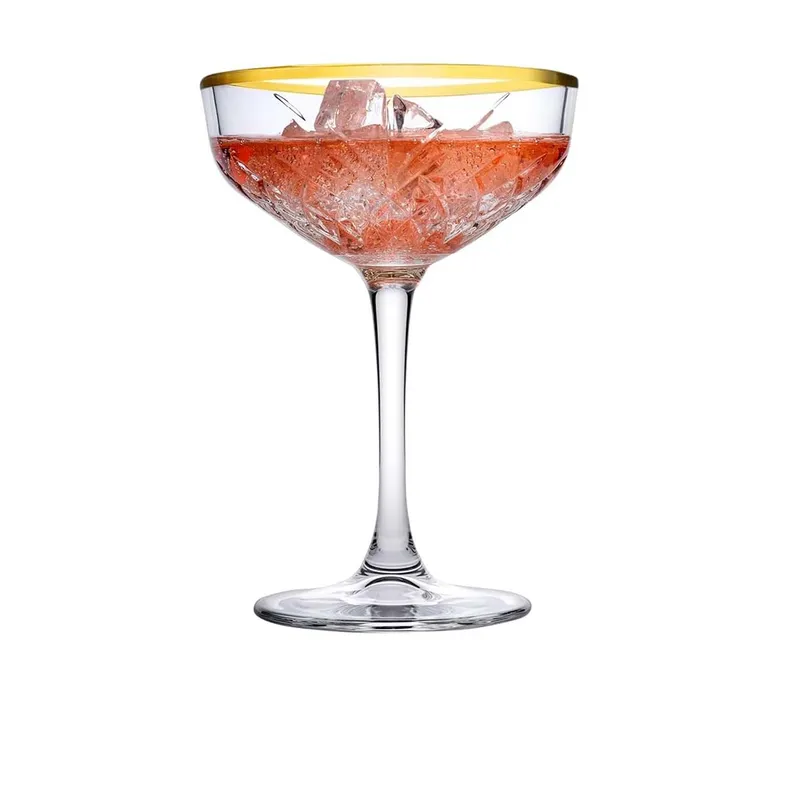 PASABAHCE - SET 4 COPAS RIM GOLD BAND