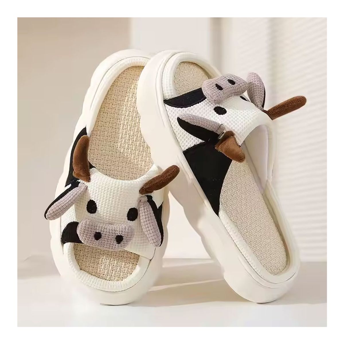 GENERICO - Pantuflas Sandalias de lino y algodón diseños animados antideslizantes