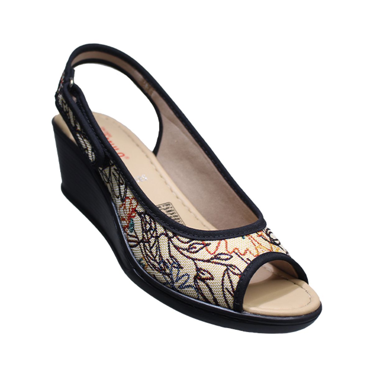 ROMULO - Sandalia Romulo Textil Mujer Ajuste Velcro Tacón Corrido