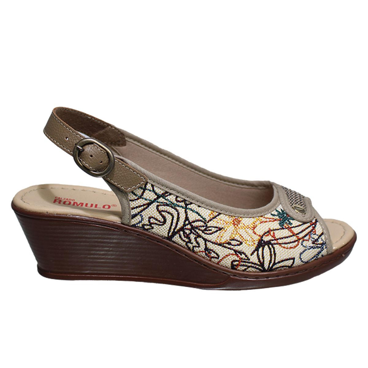 ROMULO - Sandalia Romulo Textil Mujer Ajuste Correa Tacón Corrido
