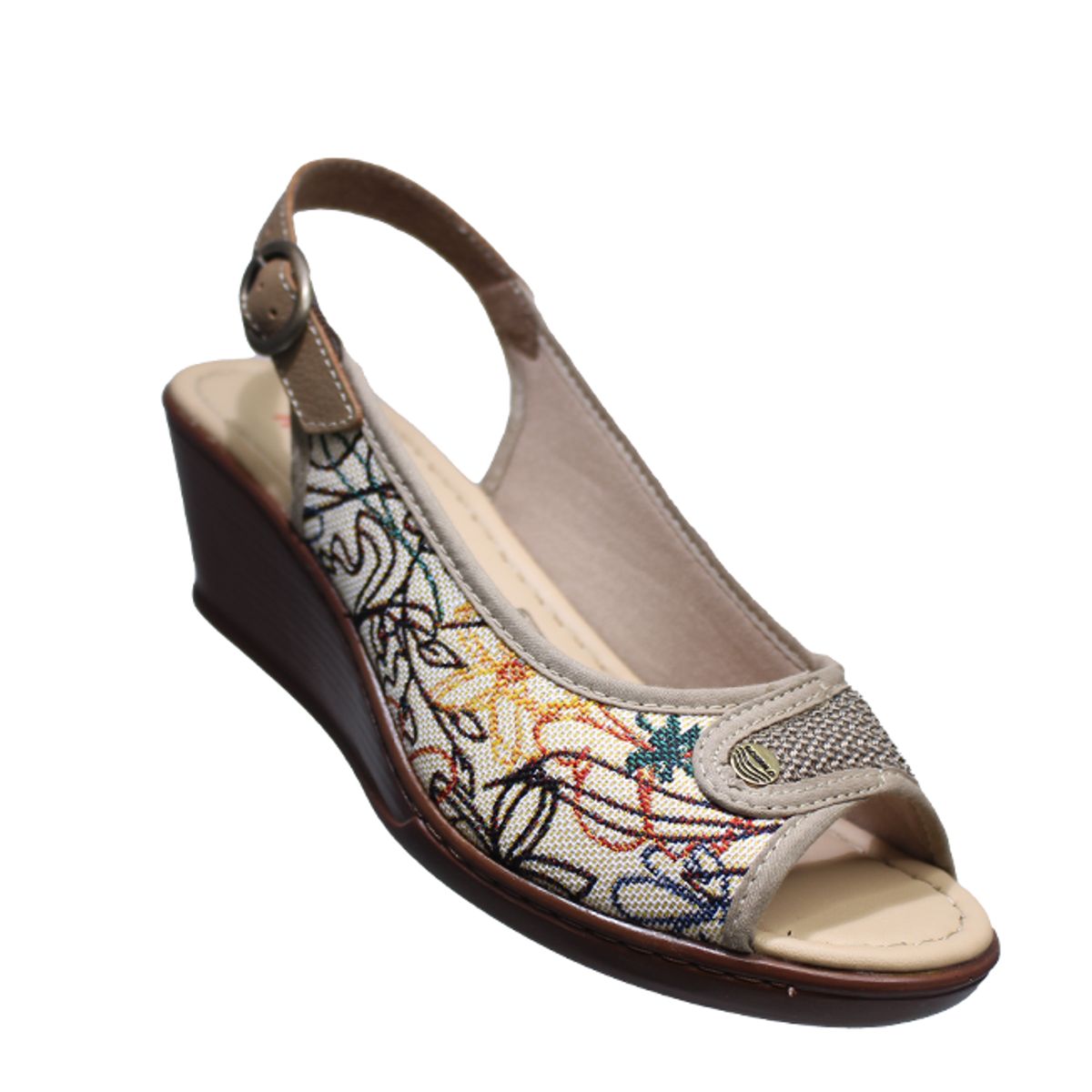 ROMULO - Sandalia Romulo Textil Mujer Ajuste Correa Tacón Corrido