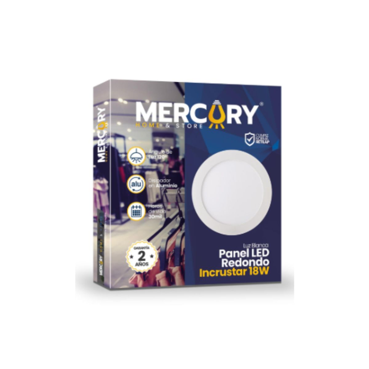 MERCURY - Panel LED 18W -redondo incrustar - luz blanca