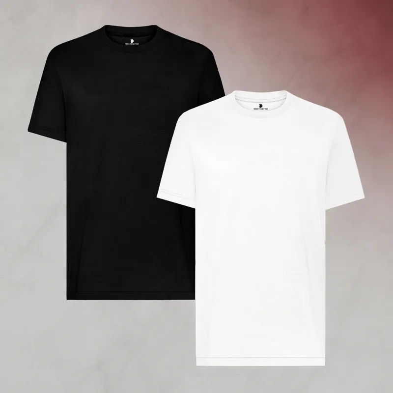 HOGARETO - Set x 2 Camisetas Básicas Hombre Tito Venettio Algodon Pima Peruano