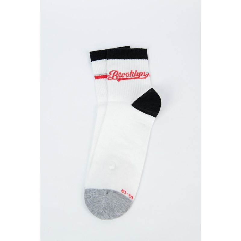 KOAJ - KOAJ Medias cremas claras cortas con diseño college de Brookly HOMBRE