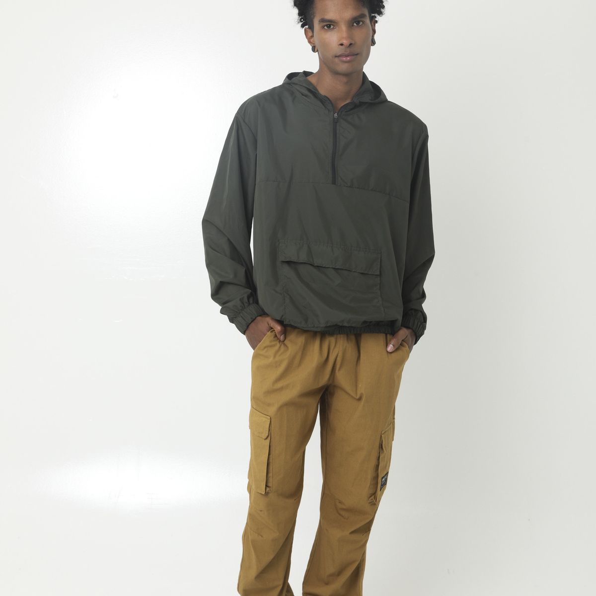 BELIFE - Chaqueta verde militar para hombre