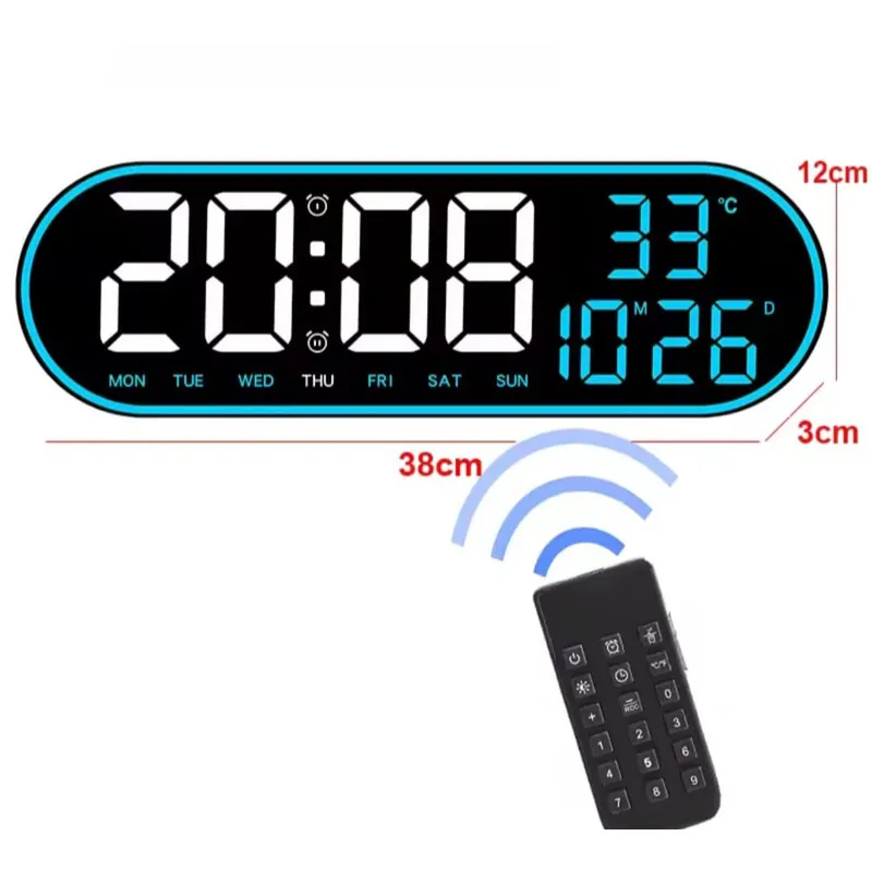 GENERICO - Reloj Inteligente Digital De Pared Grande Luz Led Control Remoto