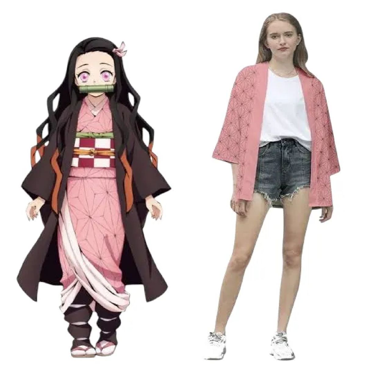 GENERICO - Haori Nezuko Demon Slayer Kimono Casual Niña Adulto Cosplay