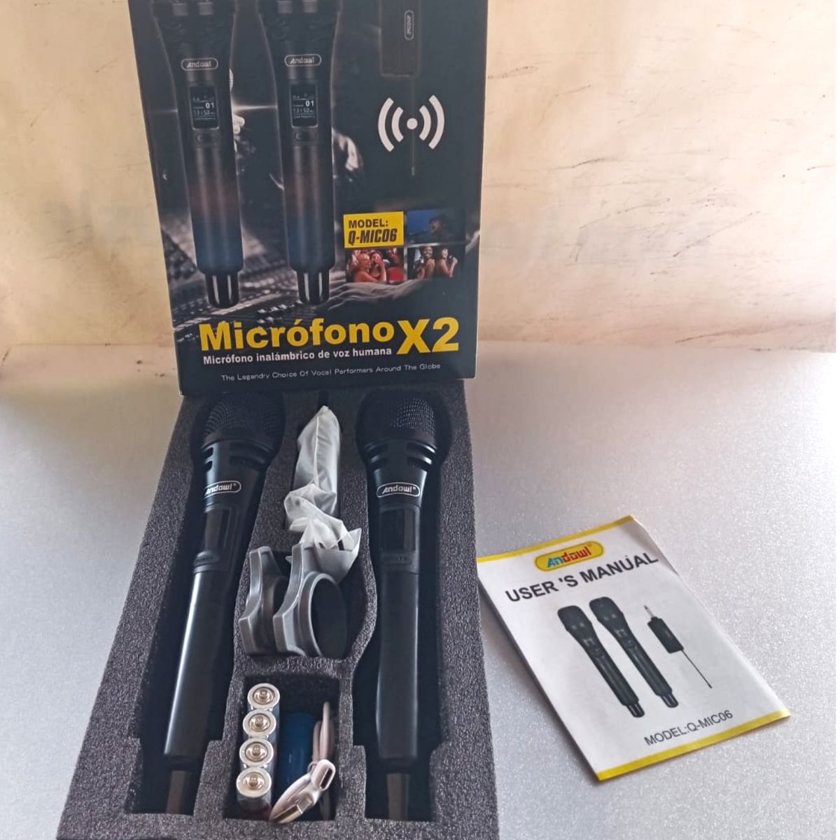 ANDOWL - Micrófono X2 Inalámbrico Andowl Q-mic06 Negro Negro