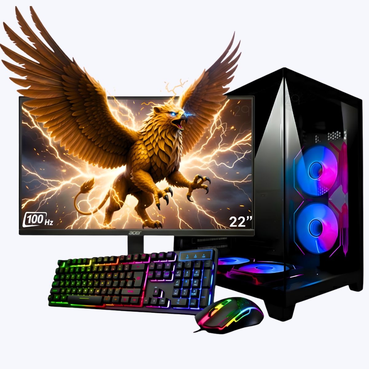 AMD - PC GAMER RYZEN 5 8500G - 16GB RAM - SSD 512GB - CHASIS 4 FANS + MONITOR 22