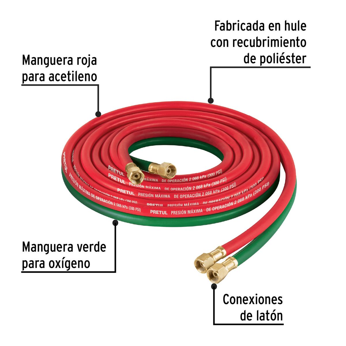 PRETUL - Manguera Cuata Reforzada Oxiacetileno 45mx14 Cpe Truper Pretul