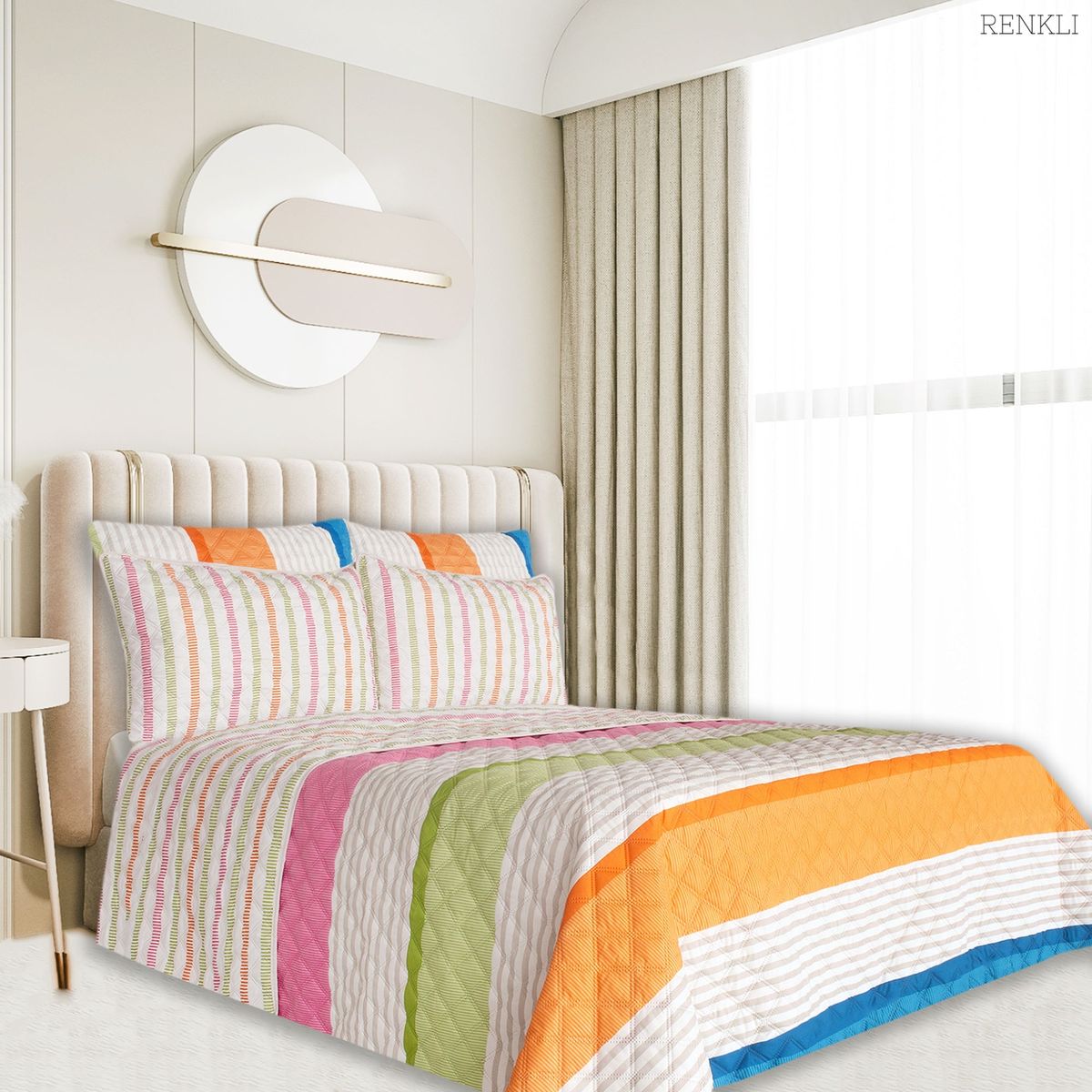 BALI - Colcha Cama KING Rayas Colores