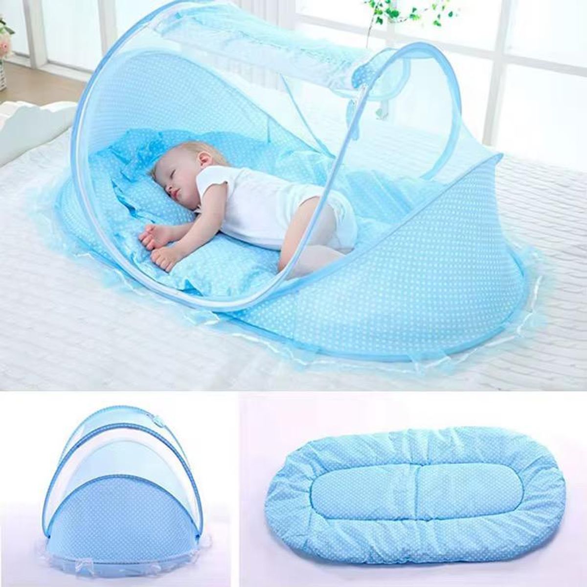 LANZURY IMPORTACIONES - CUNA MOSQUITERO PARA BEBE - AZUL