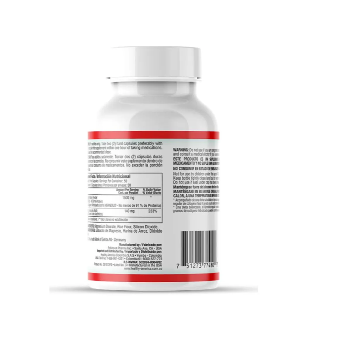 HEALTHY AMERICA - COLAGENO HIDROLIZADO COMPLEX + VITAMINA C X 100 CAPSULAS