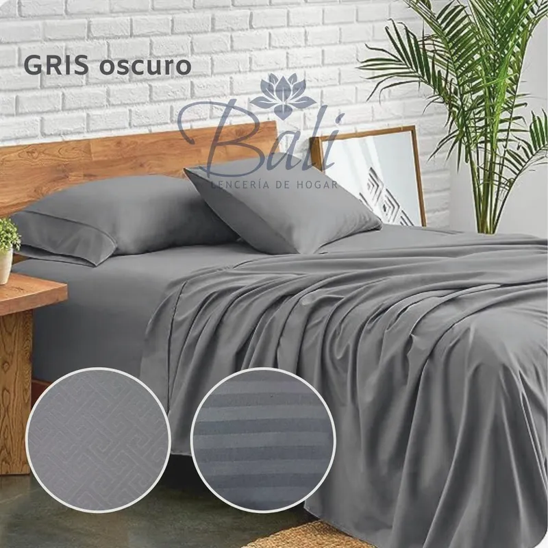 BALI - Sabanas Cama Queen Gris Oscuro Calidad Premium