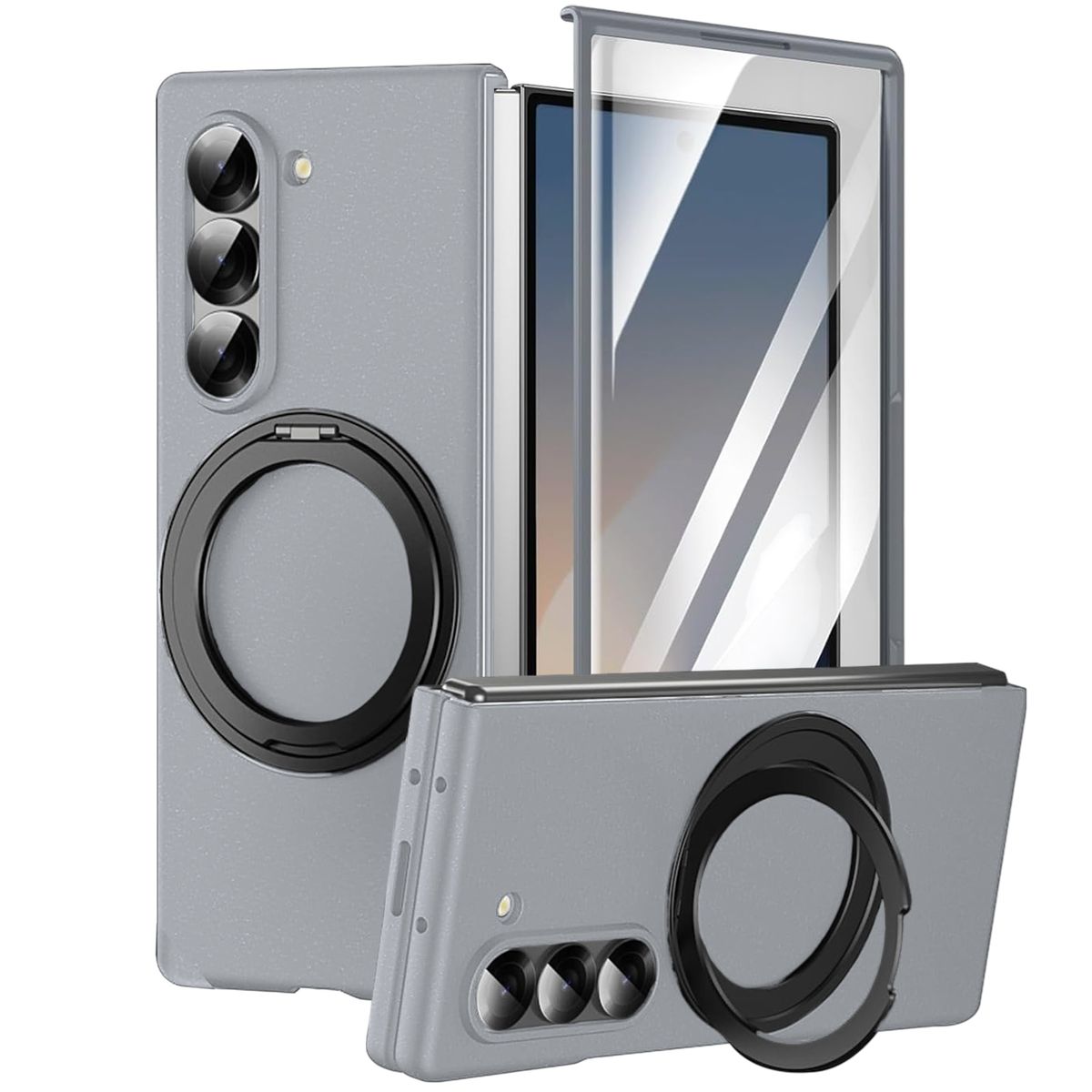 GENERICO - Funda Con Aro Soporte 360 Compatible Samsung Galaxy Z Fold 6 Gris