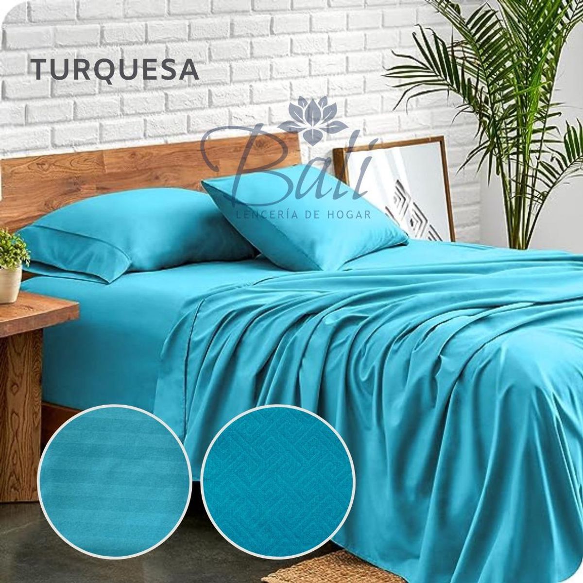 BALI - Sabanas Cama Doble Turquesa Calidad Premium
