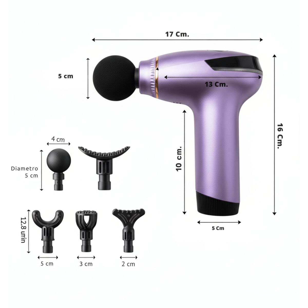 GENERICO - Pistola Masajeador Muscular Eléctrica Cinco Velocidades M