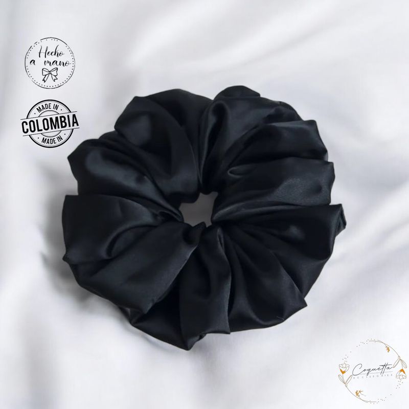 GENERICO - Maxi Scrunchie en satín premium licrado color Negro