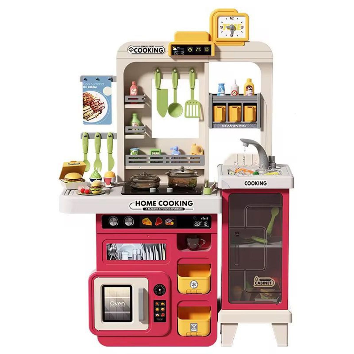 GENERICO - Cocina Didáctica Home Cooking Con Gabinete Y Accesorios