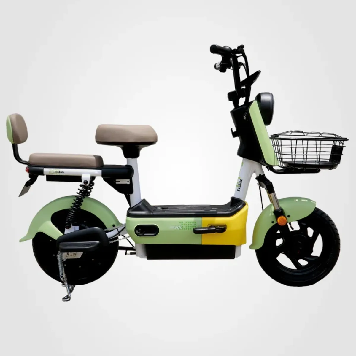 EVOBIKE - Bicicleta Eléctrica EVOBIKE SOL PRO 35kmh VERDE-AMARILLO 350W Batería Extraíble