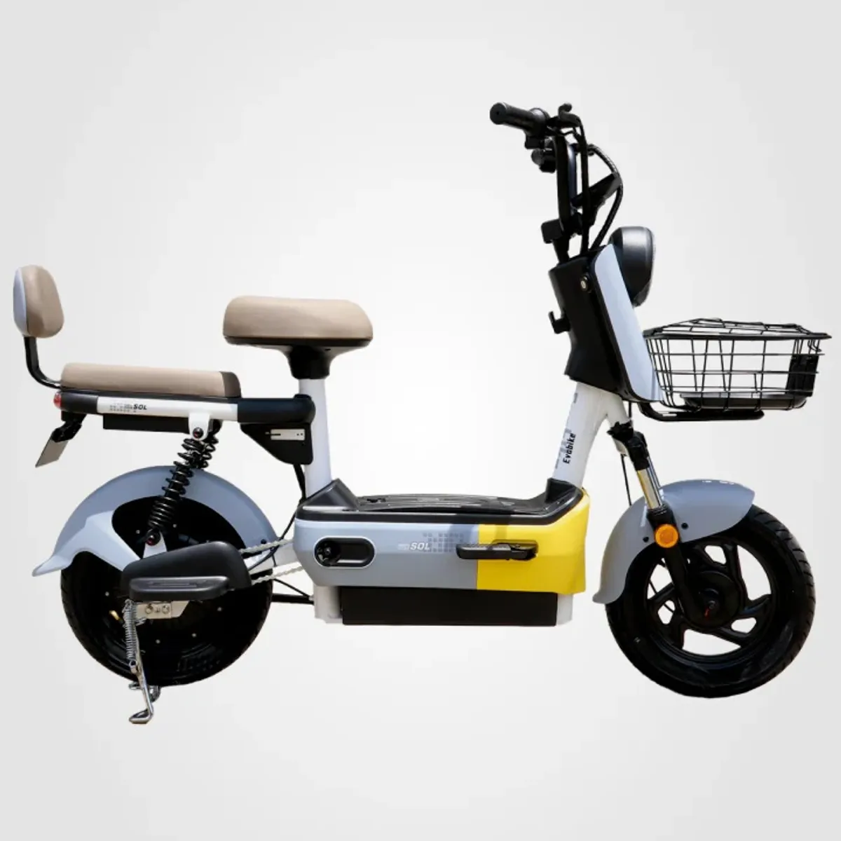 EVOBIKE - Bicicleta Eléctrica EVOBIKE SOL PRO 35kmh AMARILLO-GRIS 350W Batería Extraíble