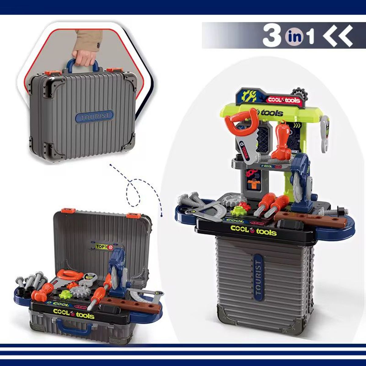 GENERICO - Maleta Para Niño De Herramientas 3 En 1 Didáctica Infantil