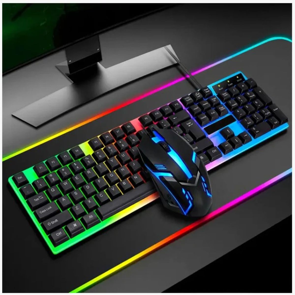 GENERICO - Combo Teclado CMK-198 con Mouse Óptico  Diseño Ergonómico y Retroiluminación RGB