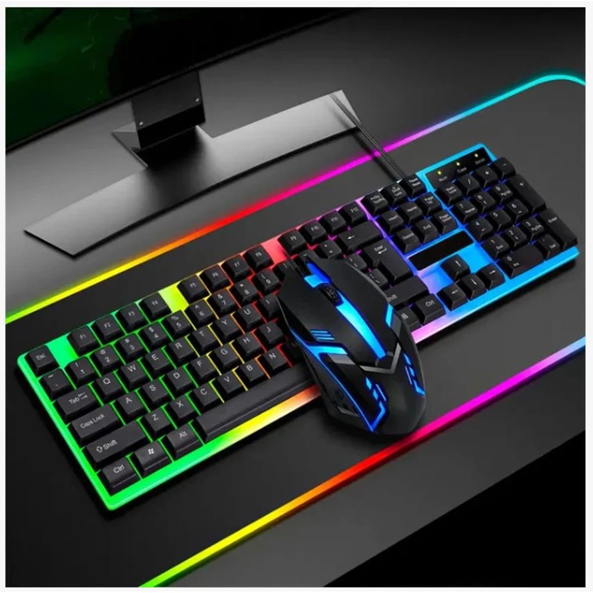 GENERICO - Combo Teclado CMK-198 con Mouse Óptico  Diseño Ergonómico y Retroiluminación RGB