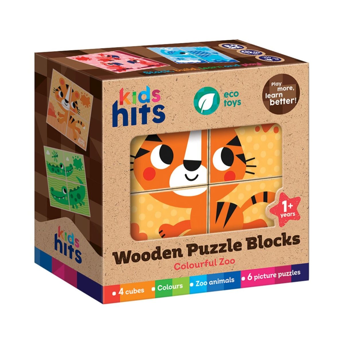 TOY LOGIC - Rompecabezas 4 Cubos de Madera diseño Zoo Kids Hits