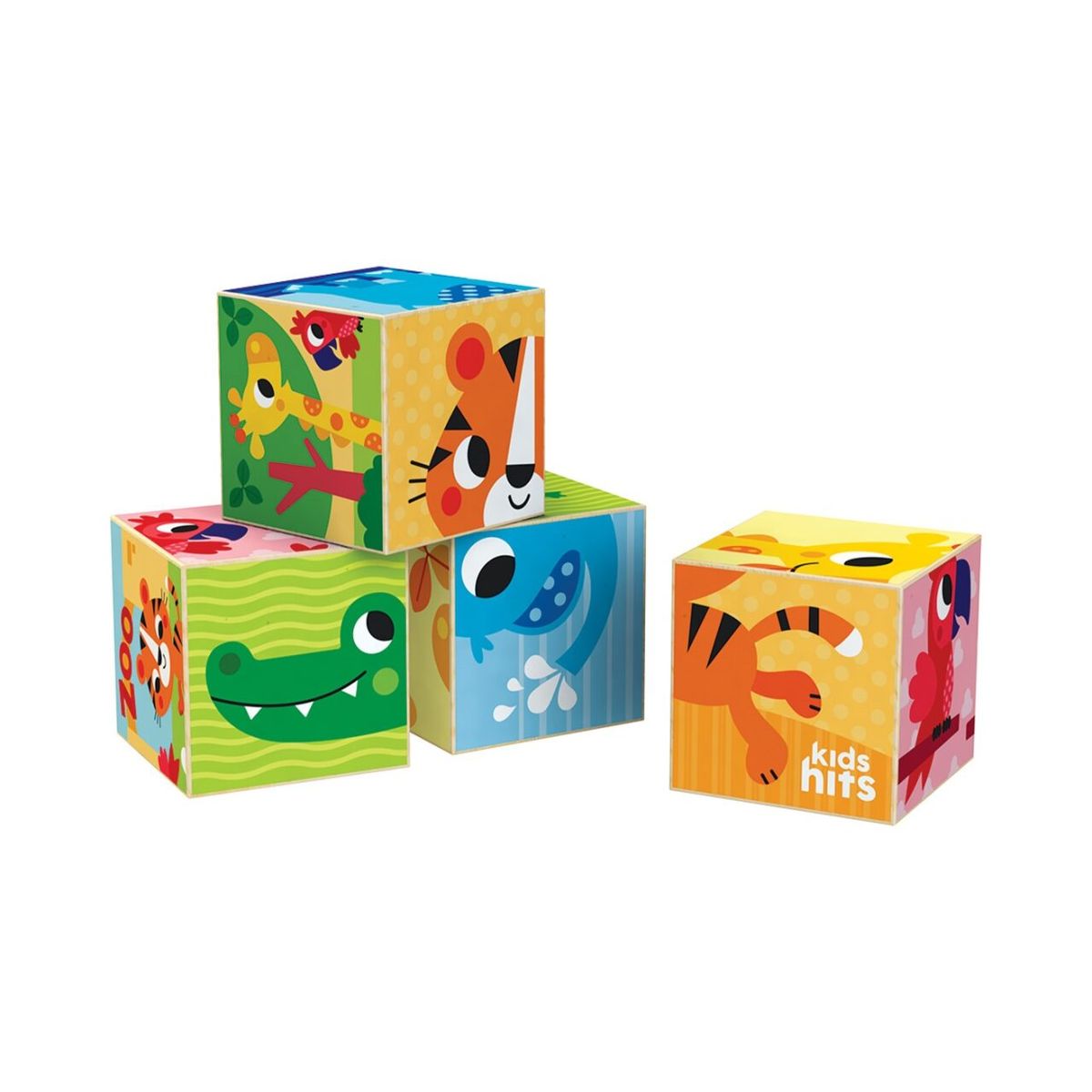 TOY LOGIC - Rompecabezas 4 Cubos de Madera diseño Zoo Kids Hits