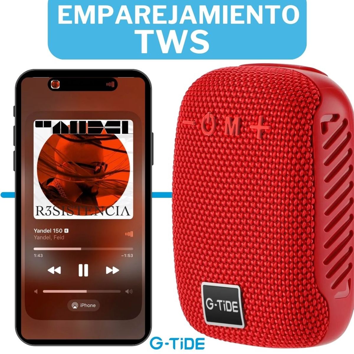 GENERICO - Parlante Bluetooth G-TIDE SV01 - Rojo