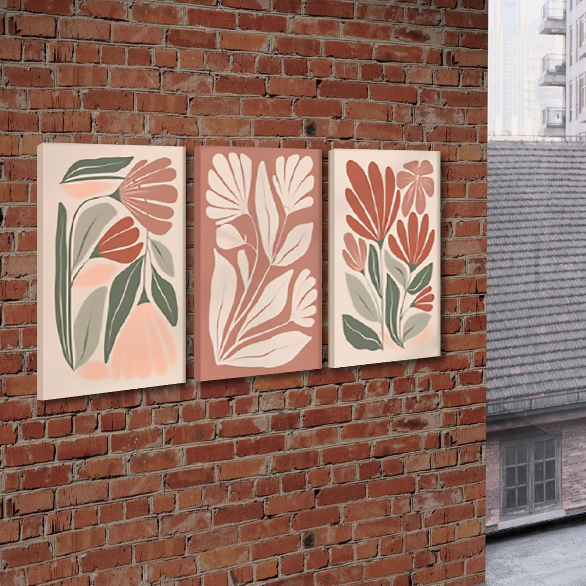 HOMUS - Cuadro Triptico Tamborado Natura Color 60 X 40 X 3 Cms