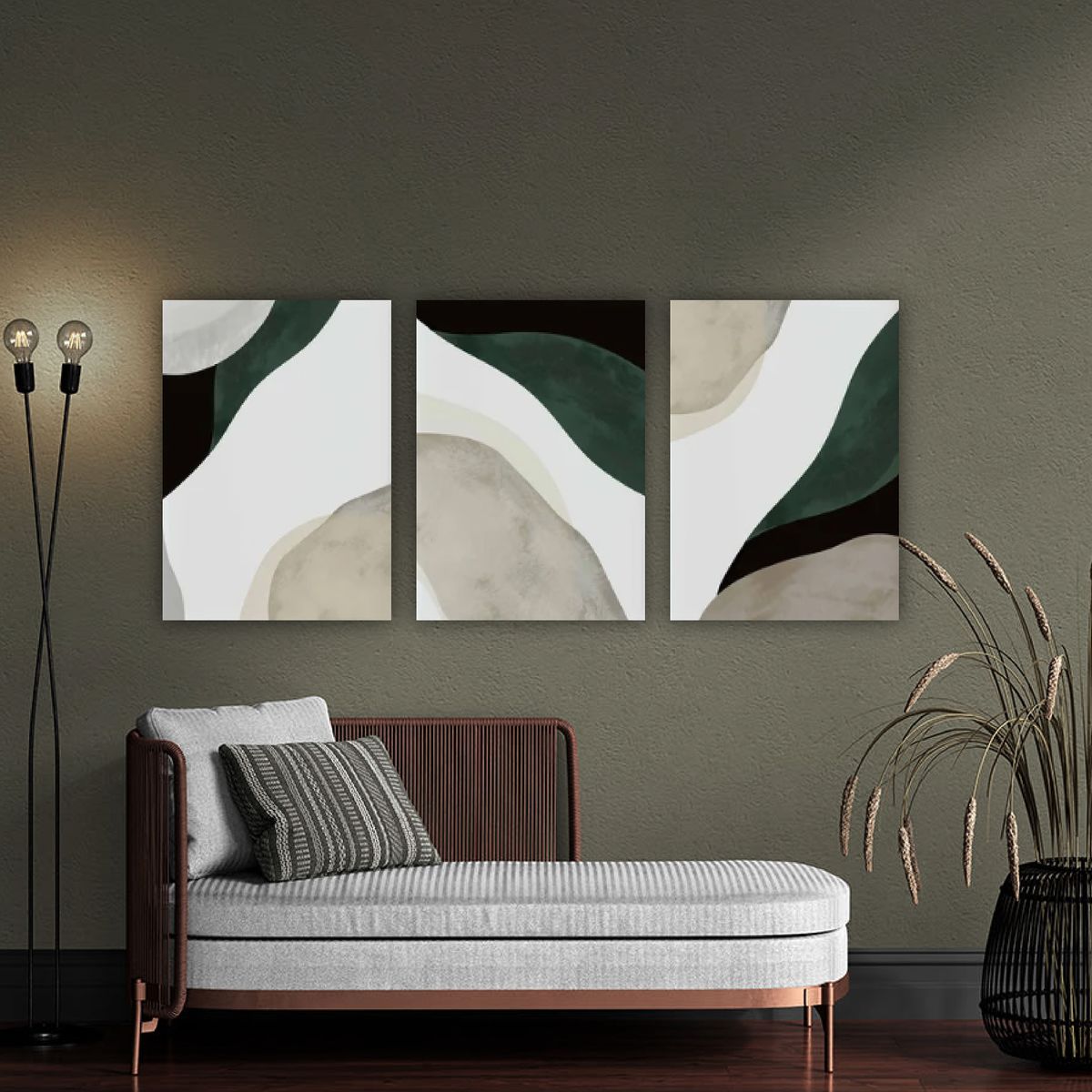 HOMUS - Cuadro Triptico Tamborado Relieves 60 X 40 X 3 Cms