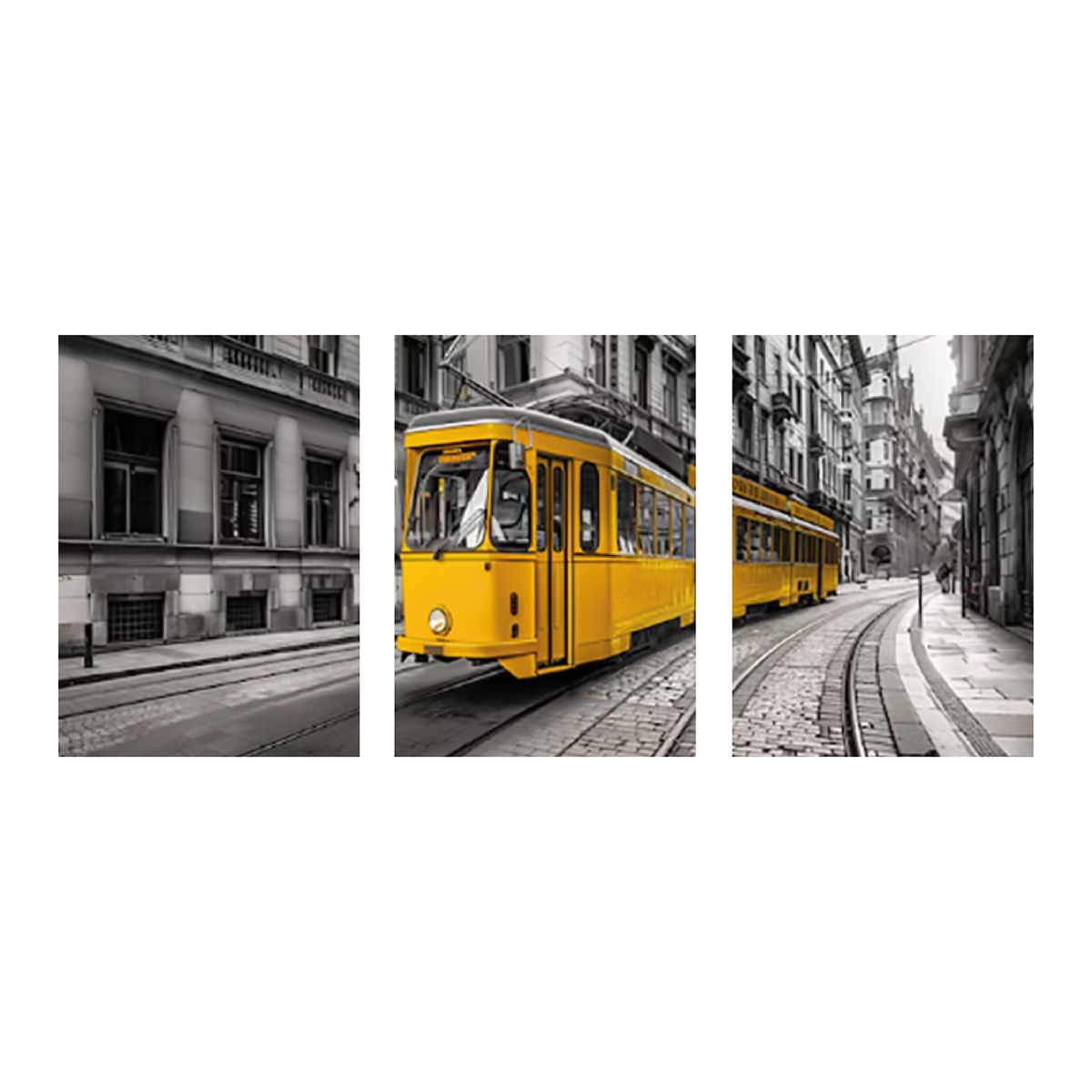 HOMUS - Cuadro Triptico Tren Lisboa  60 X 40 X 3 Cms