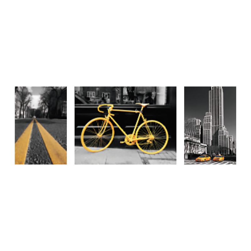 HOMUS - Cuadro Triptico Contraste Amarillo 1 60 X 40 X 3 Cms