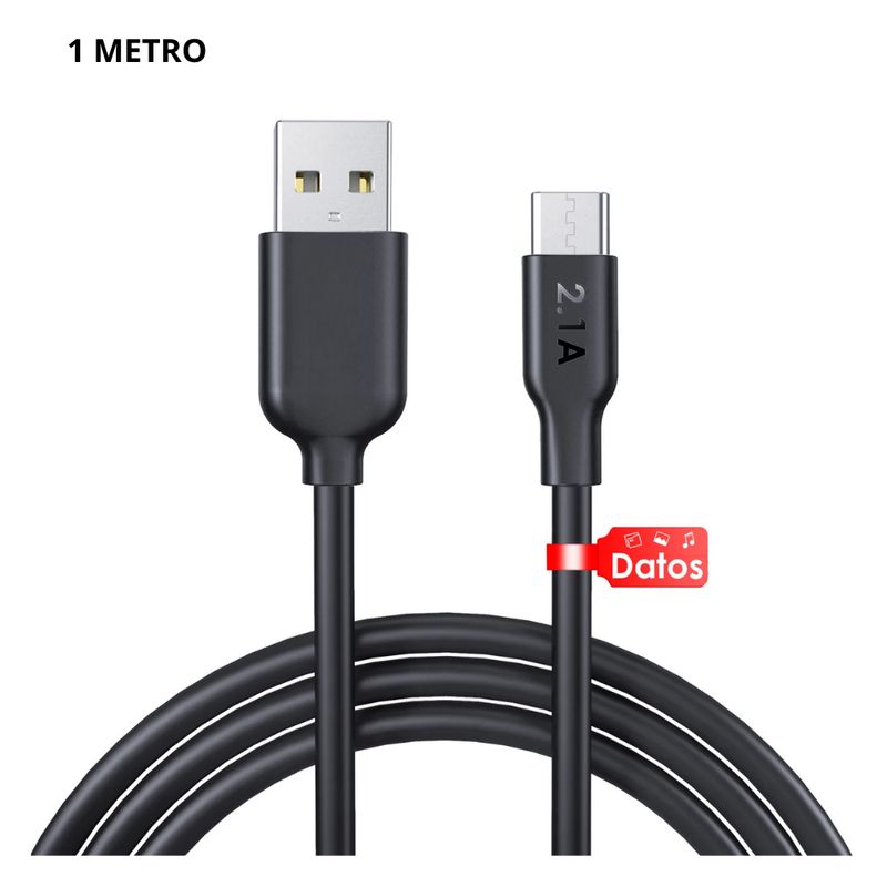 DANKI - Cable Carga Tipo C Longitud 1 Metro Diseno Compacto Resistente Negro