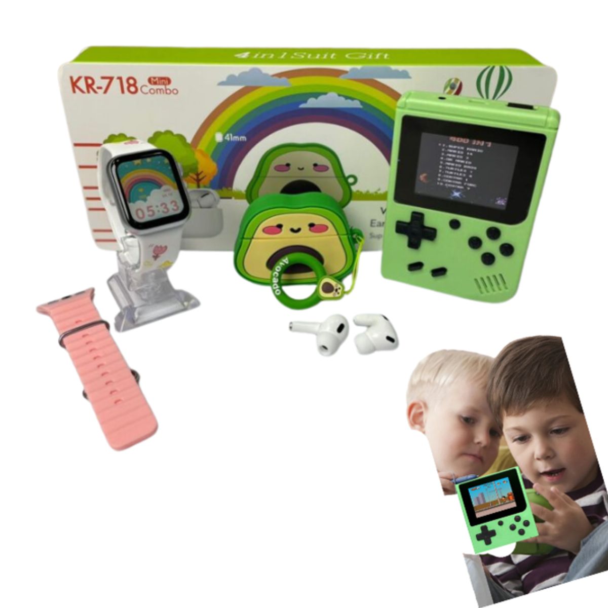 SHUNGA - Combo Infantil KR-718 Mini 4 en 1 (Watch + SUP + TWS + Case)