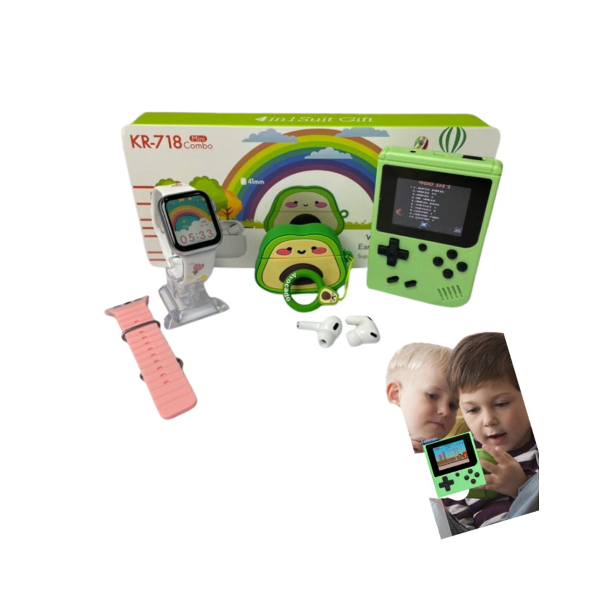 SHUNGA - Combo Infantil KR-718 Mini 4 en 1 (Watch + SUP + TWS + Case)
