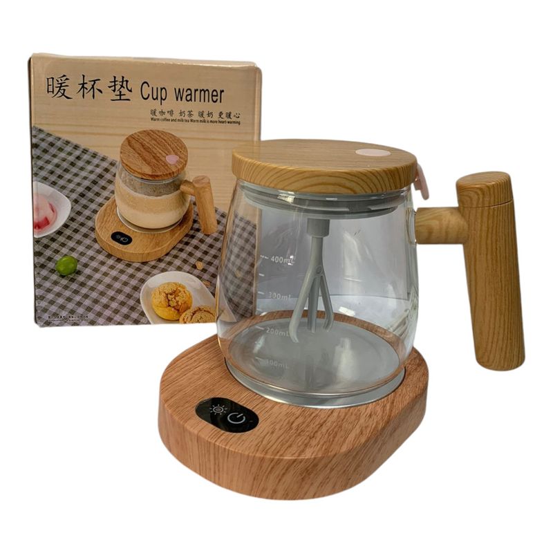 GENERICO - Taza Mezcladora Cafe En Cristal + Base Calentadora Electrica