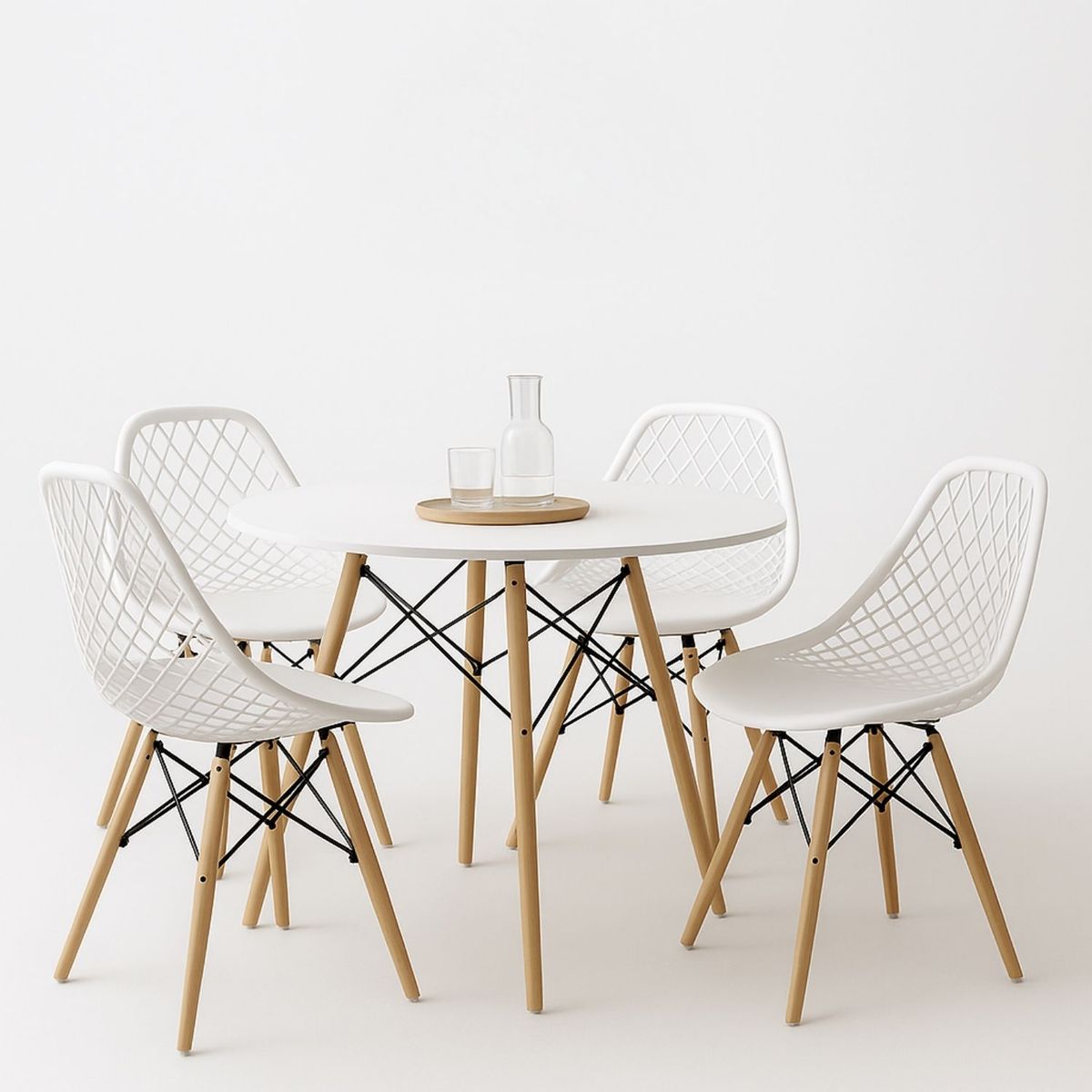 ENTRE NOS HOME - Juego de Comedor Alba 4 Puestos Redondo y Madera