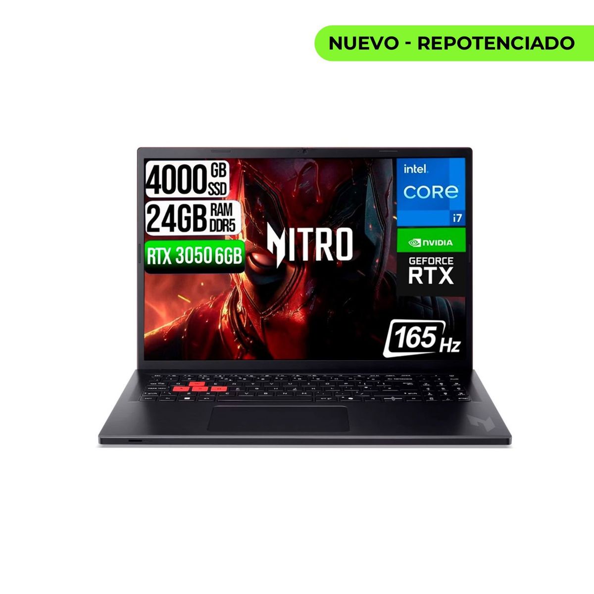 ACER - PORTATIL ACER NITRO LITE  INTEL I7-13620H RTX 3050 6GB SSD 4TB RAM 24GB 16" FHD 165Hz