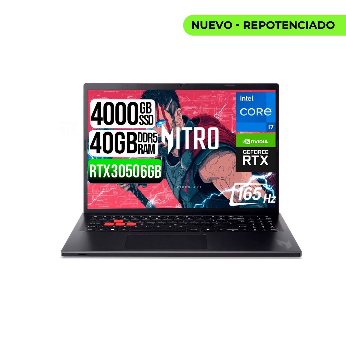 ACER - PORTATIL ACER NITRO LITE  INTEL I7-13620H RTX 3050 6GB SSD 4TB RAM 40GB 16" FHD 165Hz